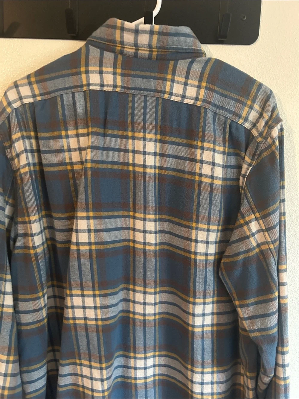 JCrew Men's L Blue/Yellow Plaid Cotton Flannel Chest Pkts Button-Up Shirt